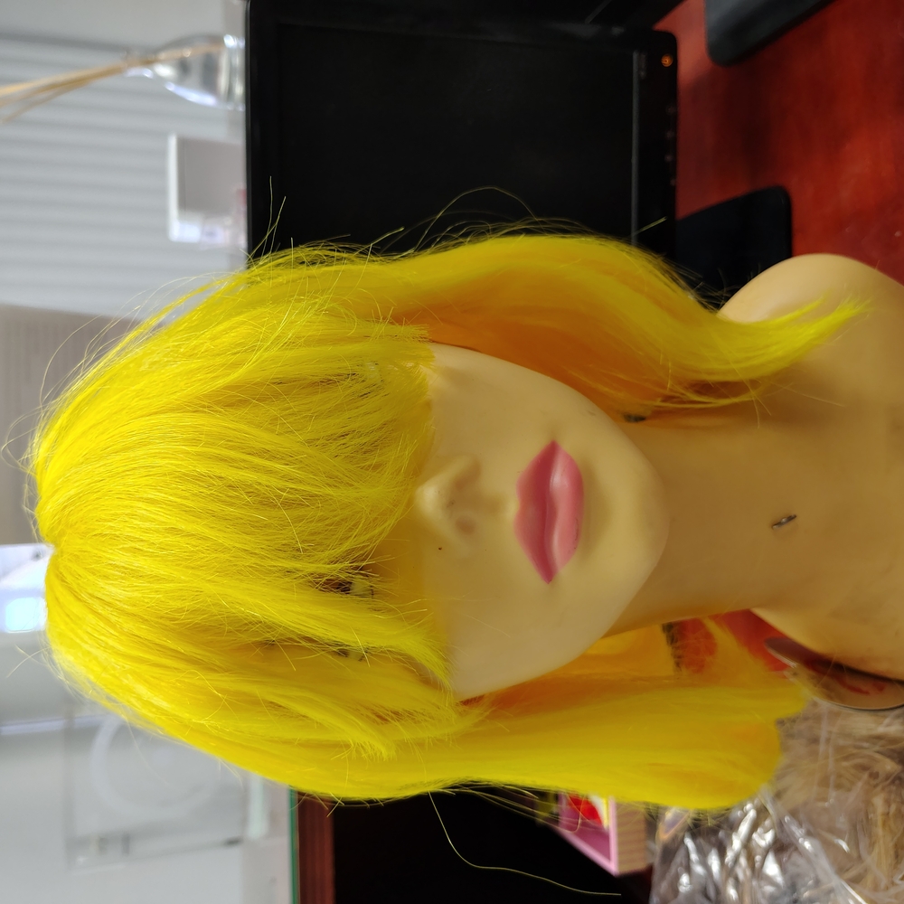 Yellow Straight Synthetic Wig with Bangs